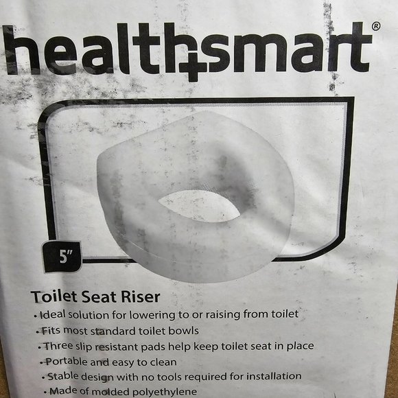 Healthsmart 5" Raised Toilet Seat Riser Fits Most Standard Bowls NEW White - Picture 1 of 5